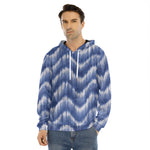 Wavy Shibori Pattern Print Men's Velvet Pullover Hoodie