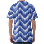 Wavy Shibori Pattern Print Men's Velvet T-Shirt