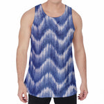 Wavy Shibori Pattern Print Men's Velvet Tank Top