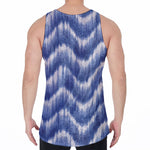 Wavy Shibori Pattern Print Men's Velvet Tank Top