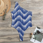 Wavy Shibori Pattern Print One Shoulder Bodysuit