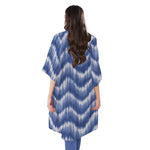 Wavy Shibori Pattern Print Open Front Beach Cover Up