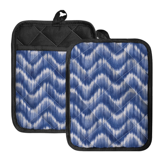 Wavy Shibori Pattern Print Pot Holders With Pocket