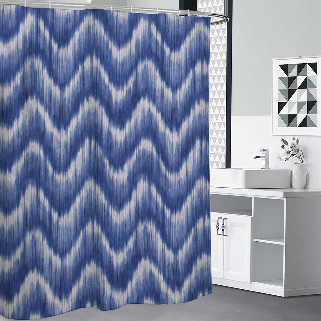 Wavy Shibori Pattern Print Premium Shower Curtain