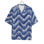 Wavy Shibori Pattern Print Rayon Hawaiian Shirt