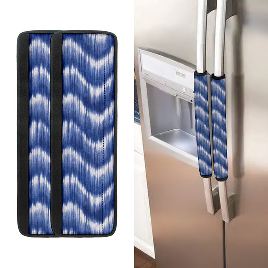 Wavy Shibori Pattern Print Refrigerator Handle Covers