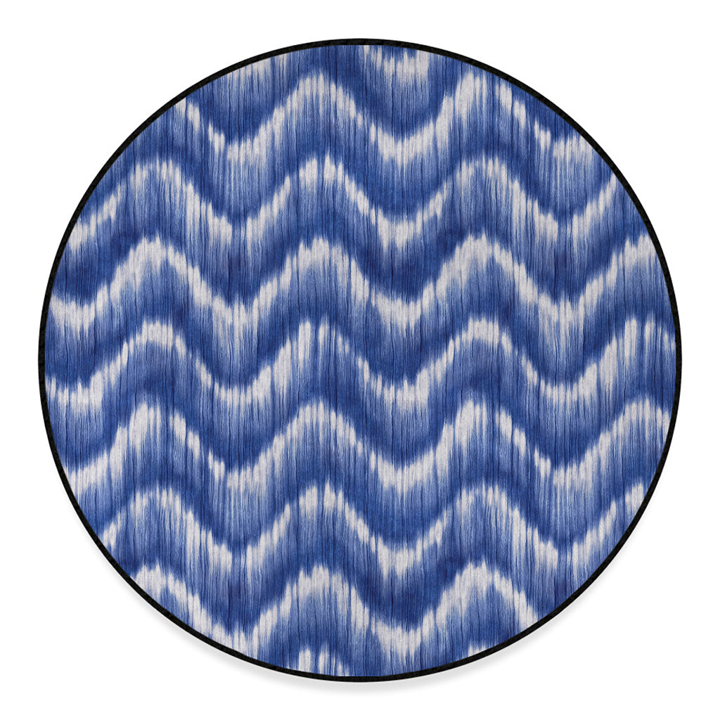 Wavy Shibori Pattern Print Round Floor Mat