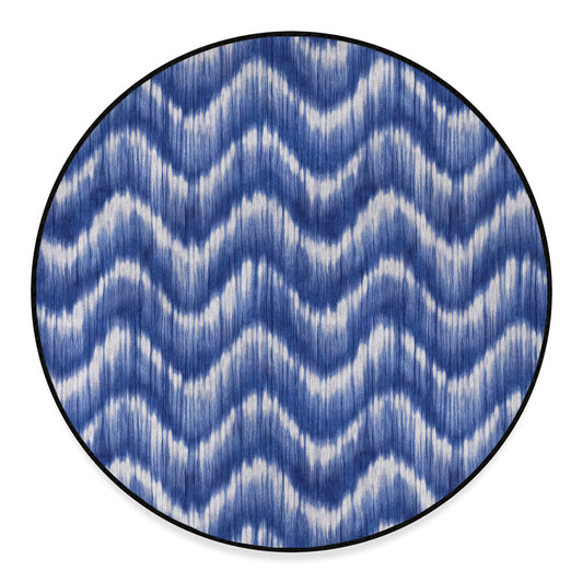 Wavy Shibori Pattern Print Round Floor Mat