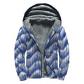 Wavy Shibori Pattern Print Sherpa Lined Zip Up Hoodie