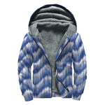Wavy Shibori Pattern Print Sherpa Lined Zip Up Hoodie