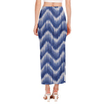 Wavy Shibori Pattern Print Side Slit Maxi Skirt