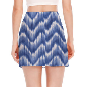 Wavy Shibori Pattern Print Side Slit Mini Skirt