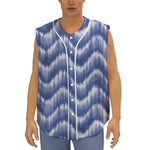 Wavy Shibori Pattern Print Sleeveless Baseball Jersey