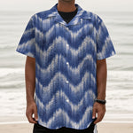 Wavy Shibori Pattern Print Textured Short Sleeve Shirt