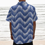 Wavy Shibori Pattern Print Textured Short Sleeve Shirt
