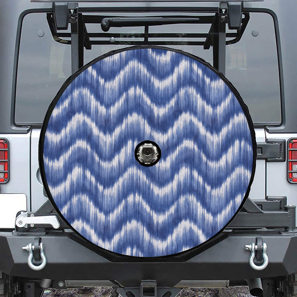 Wavy Shibori Pattern Print Tire Cover With Camera Hole