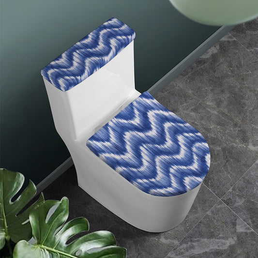 Wavy Shibori Pattern Print Toilet Lid And Tank Cover Set