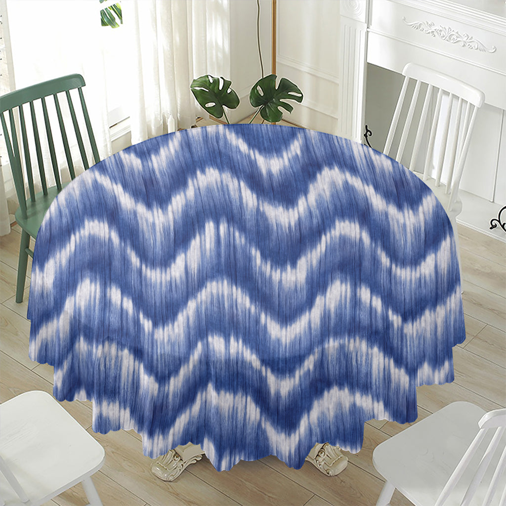 Wavy Shibori Pattern Print Waterproof Round Tablecloth