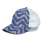 Wavy Shibori Pattern Print White Mesh Trucker Cap