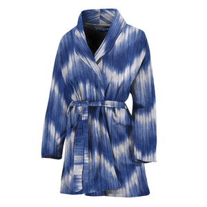 Wavy Shibori Pattern Print Women's Bathrobe