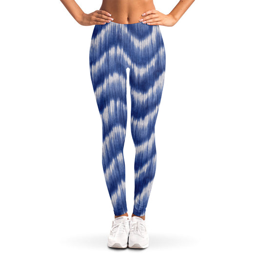 Wavy Shibori Pattern Print Women's Leggings