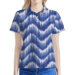 Wavy Shibori Pattern Print Women's Polo Shirt