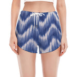 Wavy Shibori Pattern Print Women's Split Running Shorts