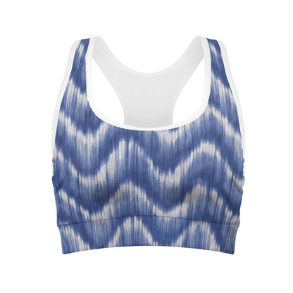 Wavy Shibori Pattern Print Women's Sports Bra
