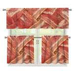 Weaving Bacon Print 3 Piece Kitchen Curtains