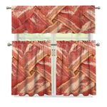 Weaving Bacon Print 3 Piece Kitchen Curtains