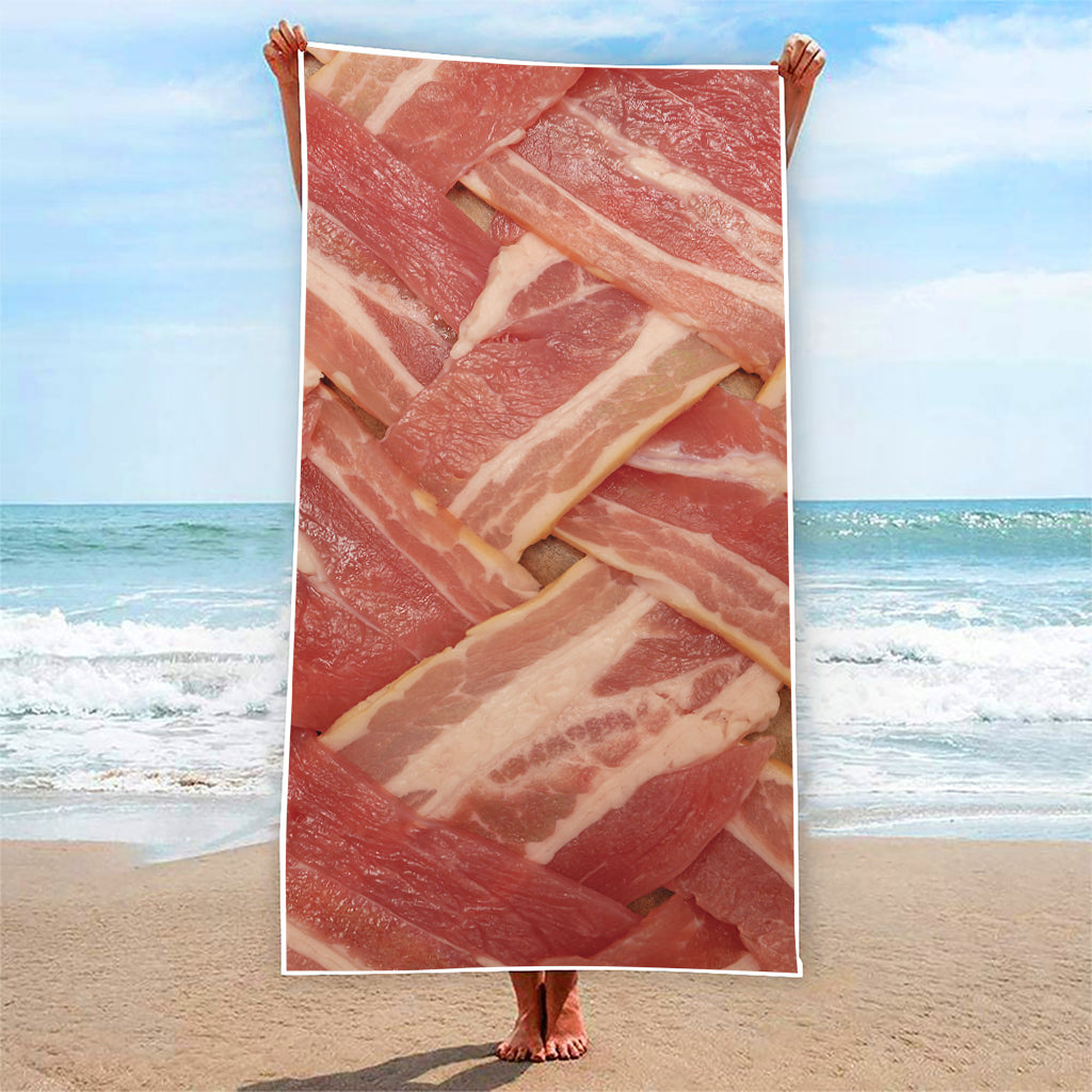 Weaving Bacon Print Beach Towel