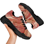 Weaving Bacon Print Black Chunky Shoes