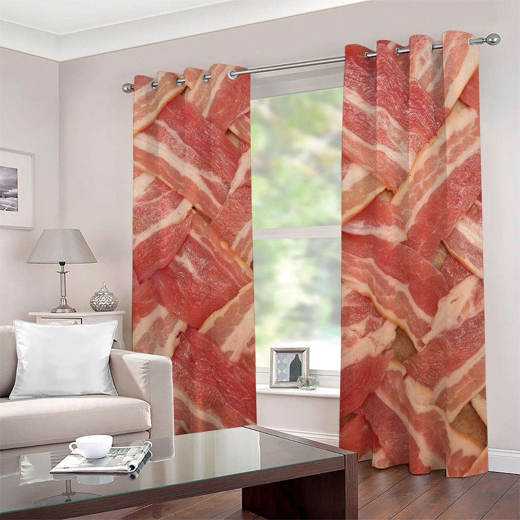 Weaving Bacon Print Blackout Grommet Curtains