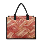 Weaving Bacon Print Canvas Tote Bag