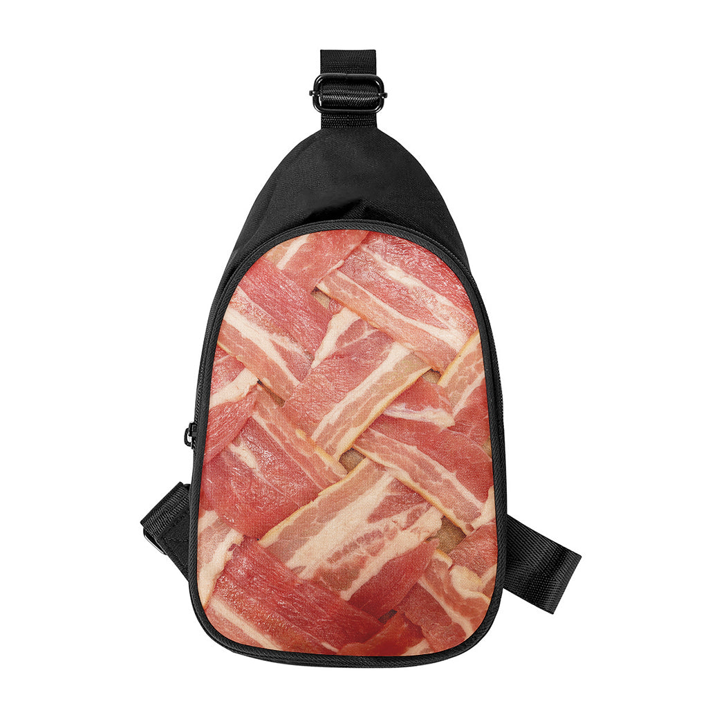 Weaving Bacon Print Chest Bag