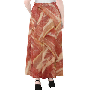 Weaving Bacon Print Chiffon Maxi Skirt