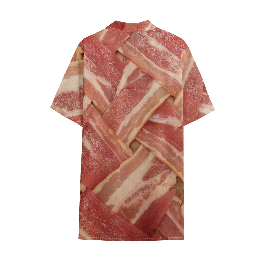 Weaving Bacon Print Cotton Hawaiian Shirt