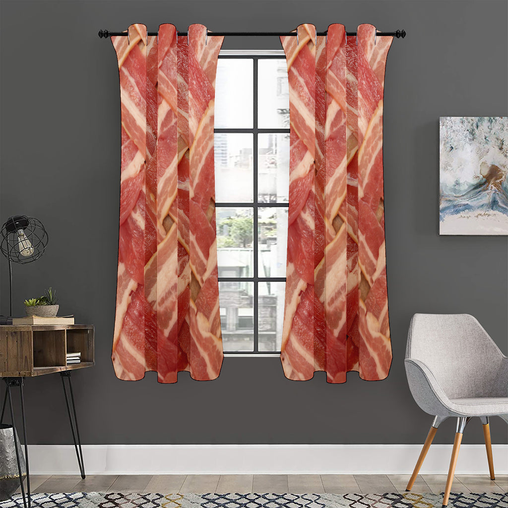 Weaving Bacon Print Curtain