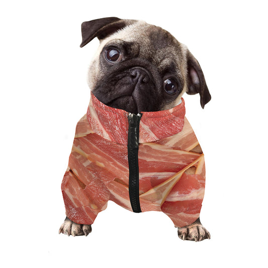 Weaving Bacon Print Dog Zip Up Jacket