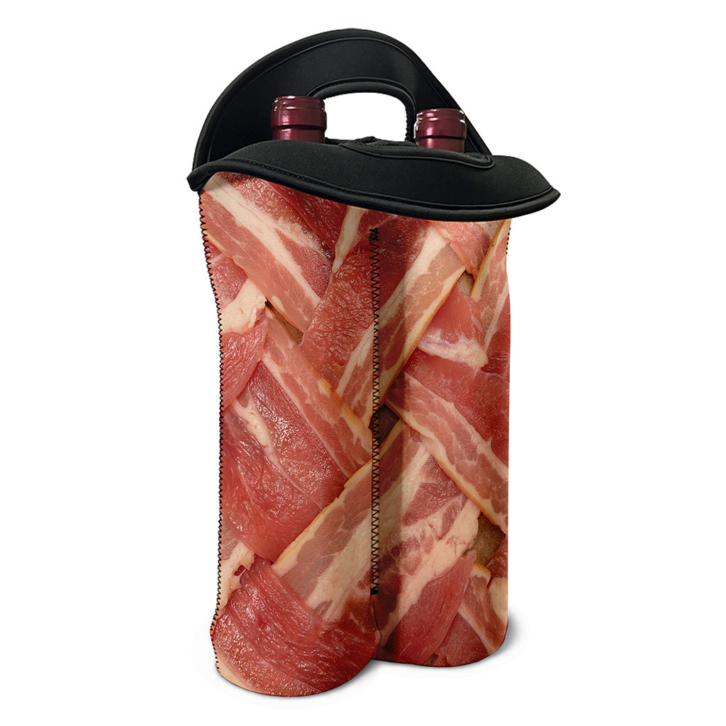 Weaving Bacon Print Double Neoprene Wine Tote
