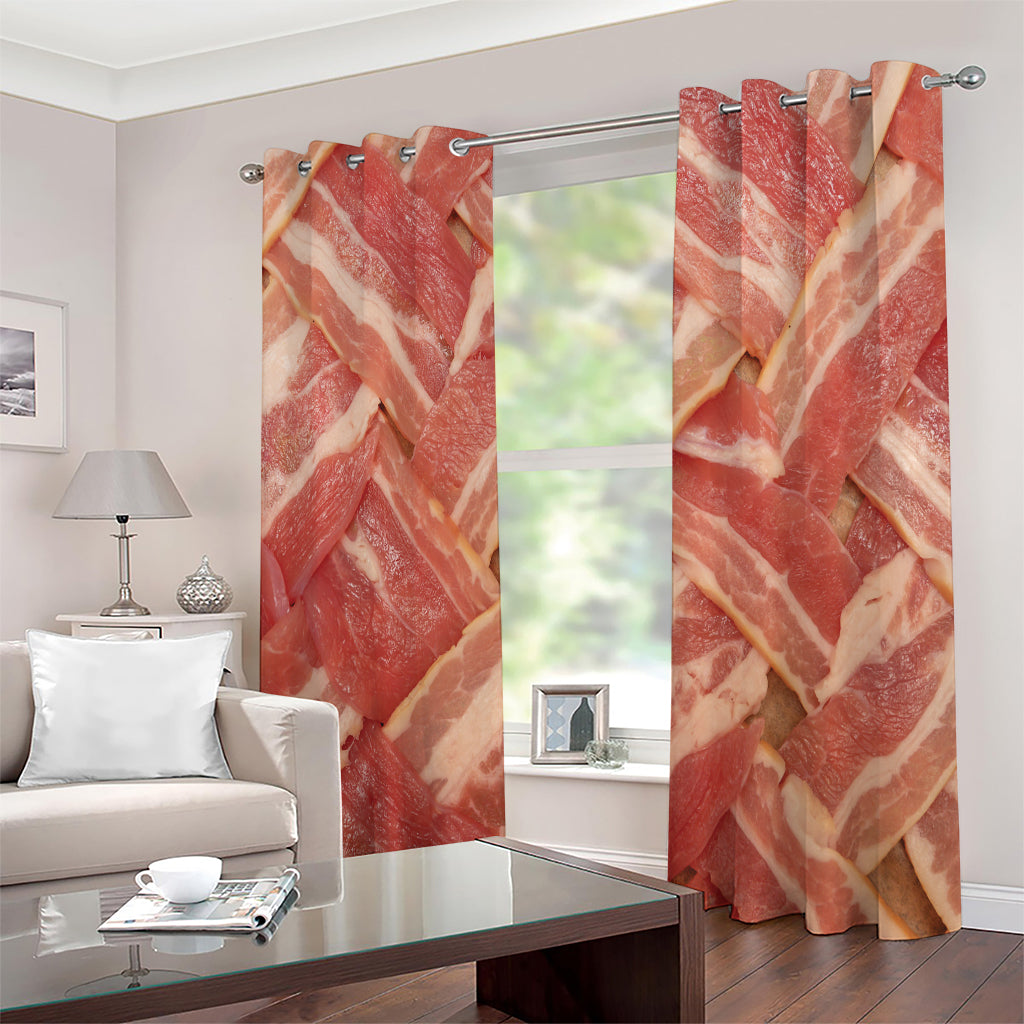 Weaving Bacon Print Extra Wide Grommet Curtains