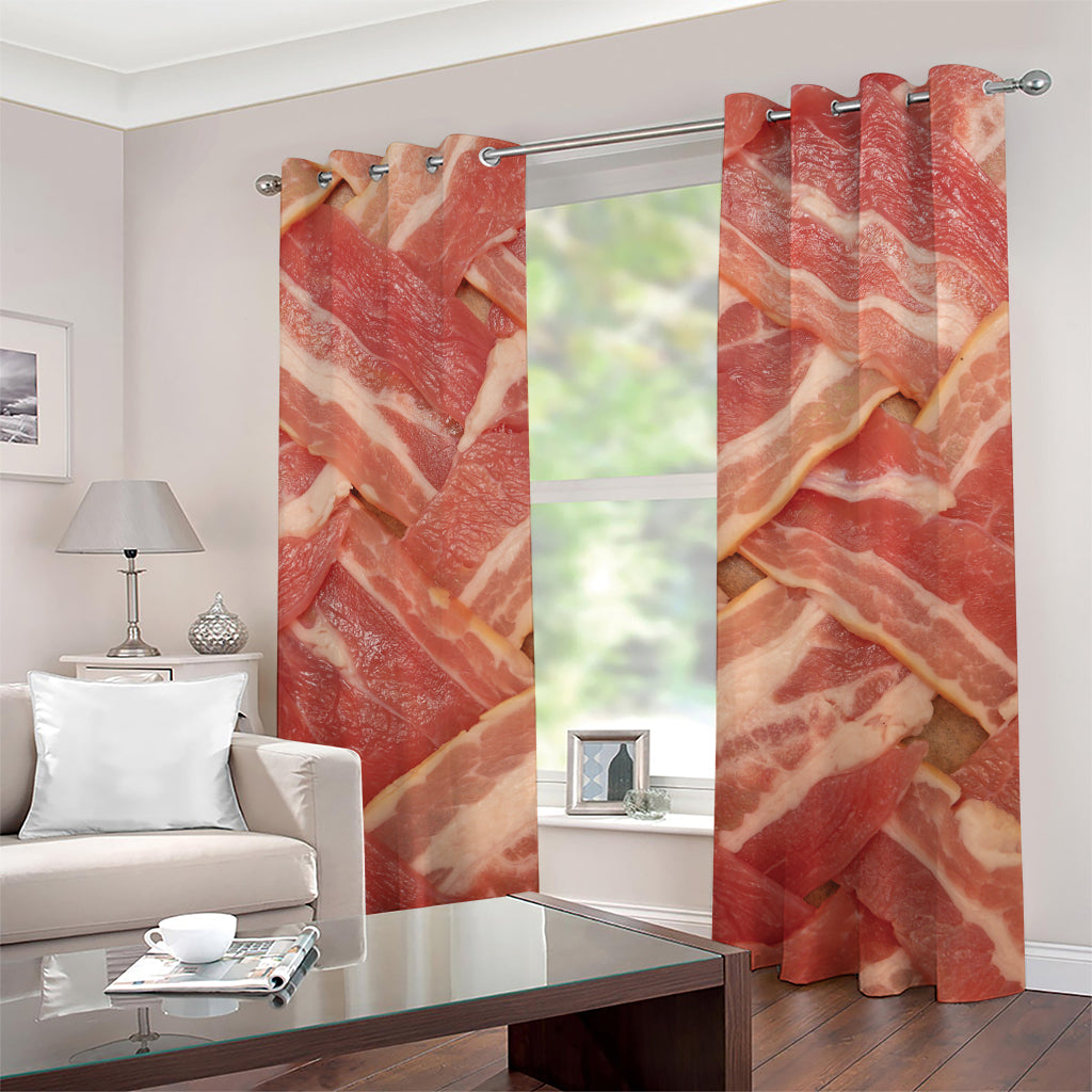 Weaving Bacon Print Grommet Curtains