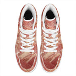 Weaving Bacon Print High Top Leather Sneakers