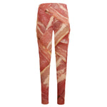 Weaving Bacon Print High-Waisted Pocket Leggings