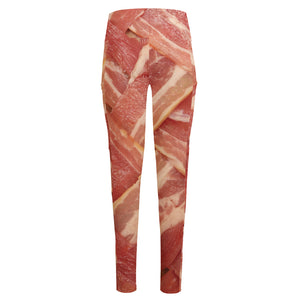 Weaving Bacon Print High-Waisted Pocket Leggings