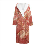 Weaving Bacon Print Hooded Bathrobe