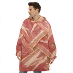 Weaving Bacon Print Hoodie Blanket