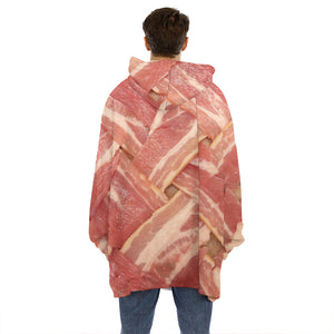 Weaving Bacon Print Hoodie Blanket