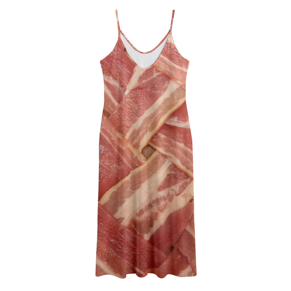 Weaving Bacon Print Jersey Midi Cami Dress