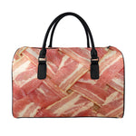 Weaving Bacon Print Leather Duffle Bag